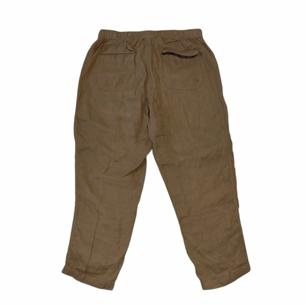 Rachel Roy Brown 100% Linen High Waisted Cropped Pants Size Large